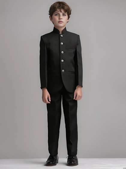 BAESD Boys 2-Piece
                    Mandarin Collar Regular Fit Jodhpuri Suit