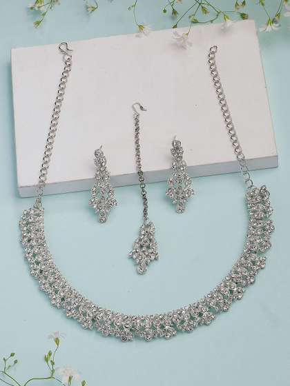 Sukkhi Rhodium
                        Plated American Diamond Studded Jewellery Set
