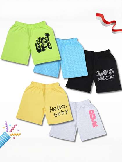 WORTON FASHION Kids 5Pc
                    Typography Printed Shorts