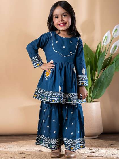 Readiprint Girls Ethnic
                    Motifs Printed Cotton A-Line Kurta with Sharara