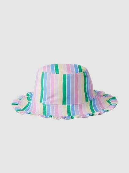 GAP Girls White
                      Striped Ruffle Bucket Hats