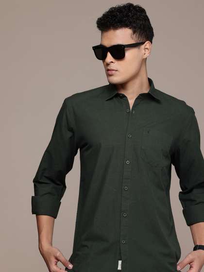 BS BLUE SQUAD Slim
                        Fit Cotton-Linen Casual Shirt