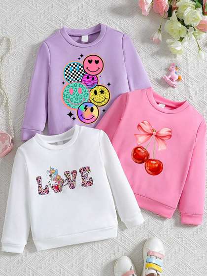 KEESOR Girls pack of 3
                    Multi Cotton Tshirts