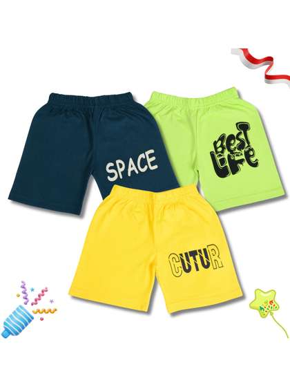 WORTON FASHION Kids Pack
                    Of 3 Typography Printed Cotton Shorts