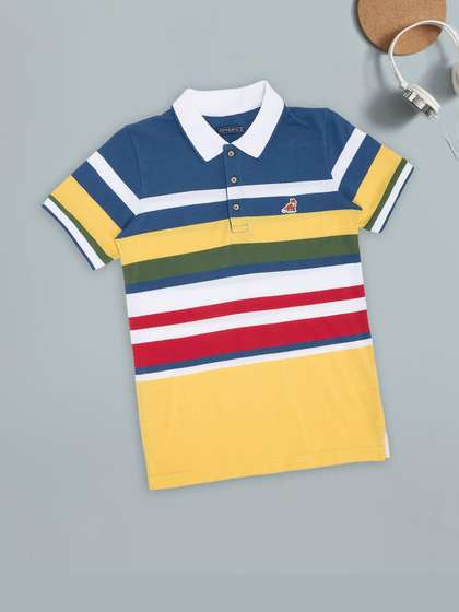 Pantaloons Junior Boys
                    Striped Polo Collar Cotton Regular Fit T-shirt
