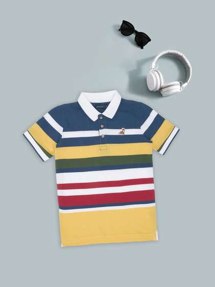 Pantaloons Junior Boys
                    Striped Polo Collar Cotton Regular Fit T-shirt