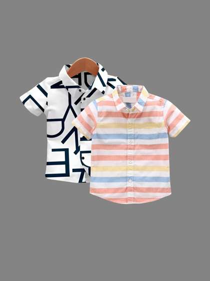 DUTT CREATION Boys Pack
                    Of 2 Printed And Striped Shirts