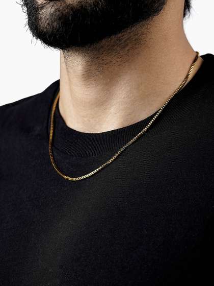 SWASHAA Men
                      Gold-Plated Stainless Steel Box Chain