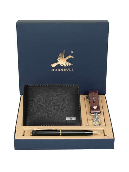 Hornbull Men Maddison
                    Black Leather Wallet, Keyring & Pen Combo
                    Accessory Gift Set