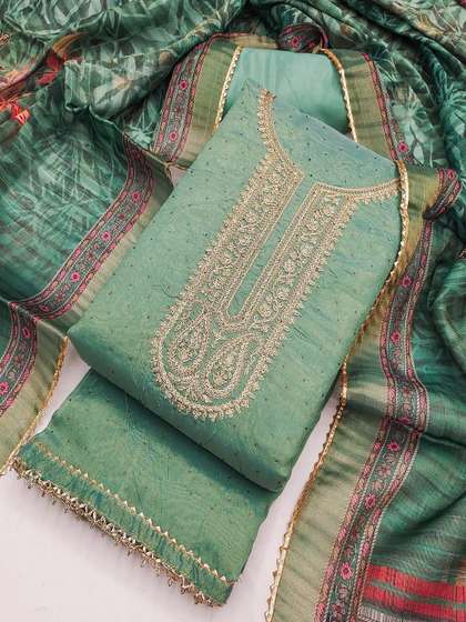 TAVAS Floral
                      Embroidered Sequinned Unstitched Dress Material