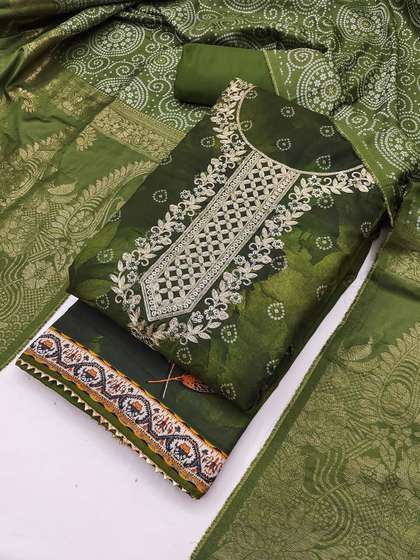 TAVAS Floral
                        Embroidered Sequinned Unstitched Dress Material