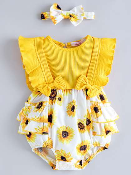 Hopscotch Girls Floral
                    Printed Onesie