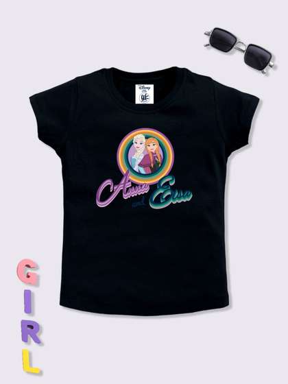 YK Disney Girls Elsa
                      & Anna Printed Cotton T-shirt