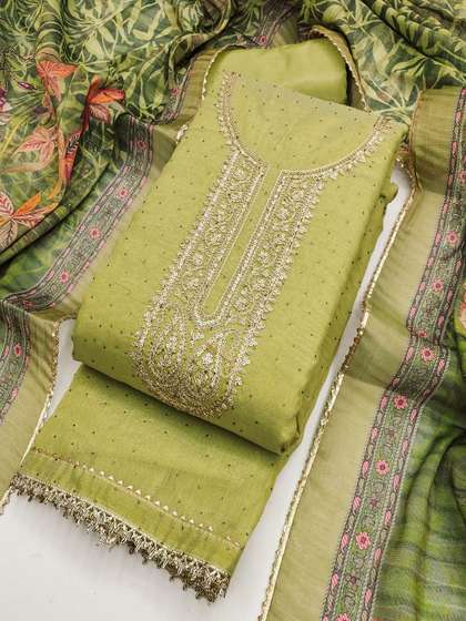 TAVAS Embroidered
                        Sequinned Unstitched Dress Material