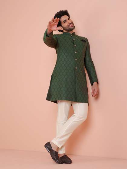 KISAH Men Woven Design
                      Indowestern Sherwani Set