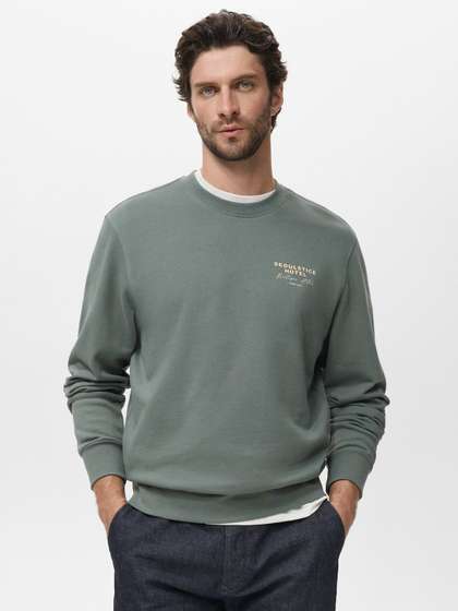 MANGO MAN Typography
                        Printed Pure Cotton Regular Fit Sweatshirt