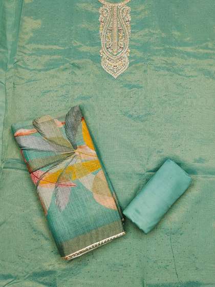 TAVAS Floral
                          Embroidered Sequinned Unstitched Dress
                          Material