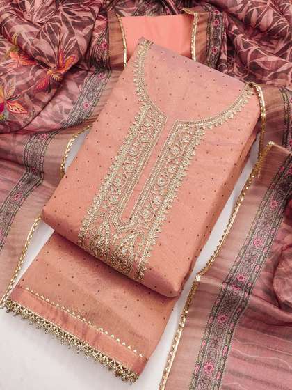 TAVAS Embroidered
                      Sequinned Unstitched Dress Material