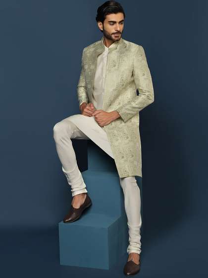 KISAH Men Self-Design
                      Cotton Indowestern Sherwani Set