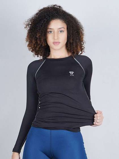Kyk Women Solid
                        Round Neck Compression T-shirt
