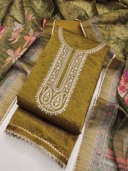 TAVAS Embroidered
                      Sequinned Unstitched Dress Material