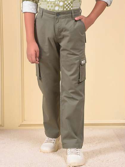 Crimsoune Club Boys Slim
                    Fit Mid-Rise Cotton Cargos Trousers