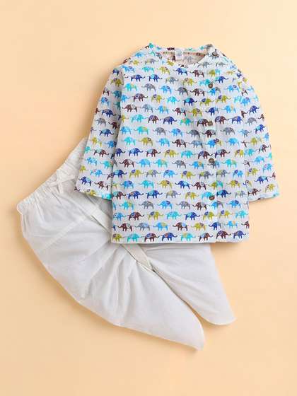 Polka Tots Kids Printed
                    Angrakha Pure Cotton Kurta with Dhoti Pants