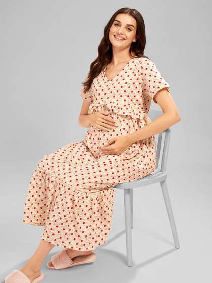 AV2 Women Polka Dots
                      Printed Maternity Nightdress
