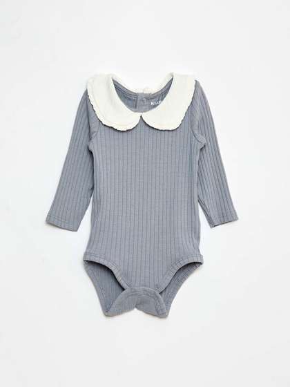 KIABI Infant Girls
                      Self Design Cotton Peter Pan collar Bodysuit