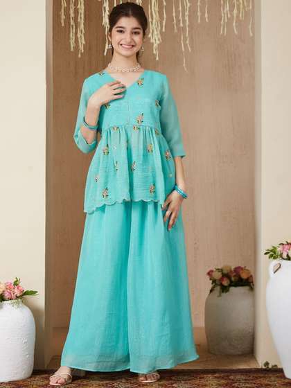 CurlyTales Girls
                    Embroidered Kurta and Palazzo Set