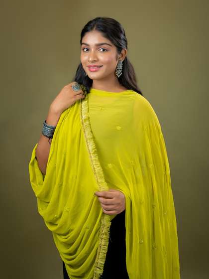 HELLA FASHIONS
                        Floral Printed Sequinned Chiffon Dupatta