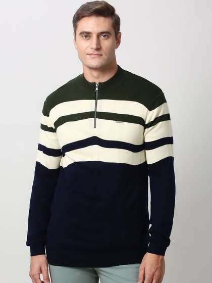 Peter England
                          Casuals Striped Long Sleeves Sweater