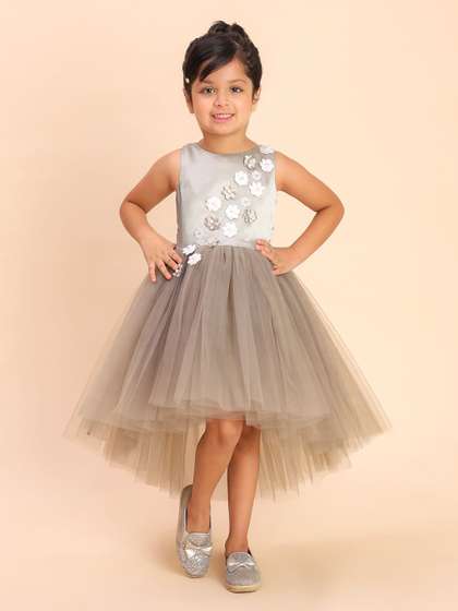 Toy Balloon kids Girls
                    Floral Self Design Applique Sleeveless Fit &
                    Flare Maxi Dress