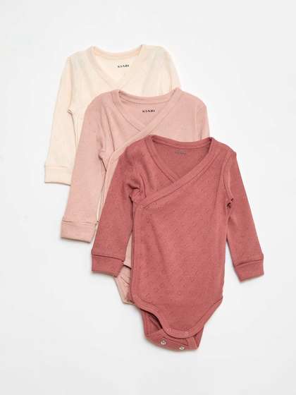 KIABI Infants Pack Of 3
                    Self Designed Cotton Bodysuits