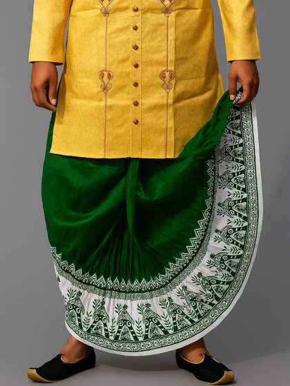 AMIT ONLINE Men
                        Printed Mour Puccho Dhoti in Dupion Silk