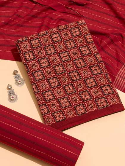 Taneira Ethnic
                          Motifs Printed Pure Cotton Unstitched Dress
                          Material