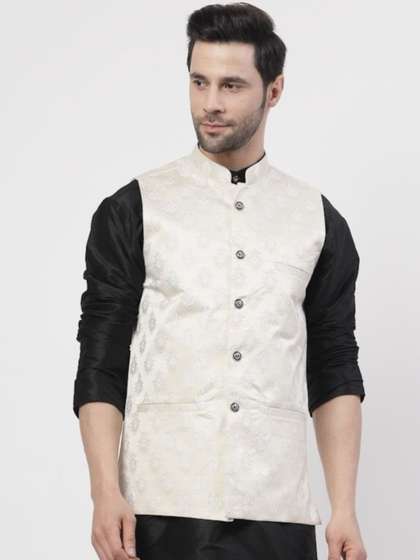TS LIFESTYLE Men
                        Woven Design Mandarin Collar Nehru Jacket