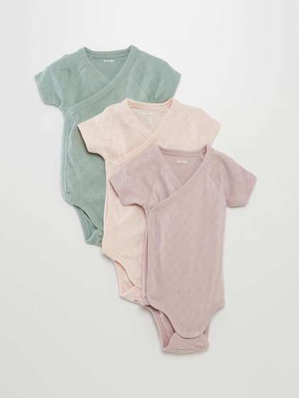 KIABI Kids Pack Of 3
                    Self-Design Pure Cotton Bodysuits