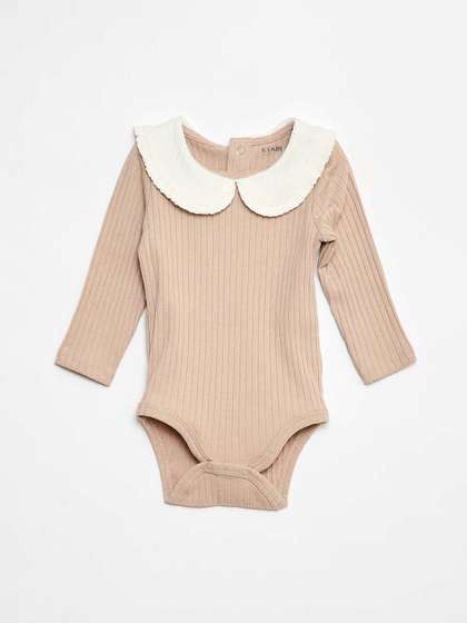 KIABI Infant Girls
                    Ribbed Peterpan Collar Cotton Bodysuit