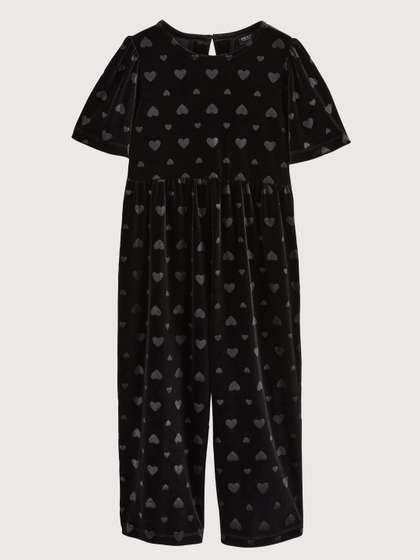 NEXT Girls Heart-Shaped
                    Embossed Velour Basic Jumpsuit
