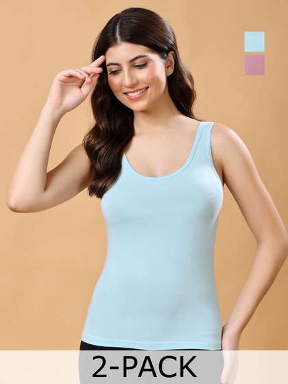 Floret Women Pack
                          of 2 Solid Cotton Lycra Super Stretch Camisole
                          Tank Top
