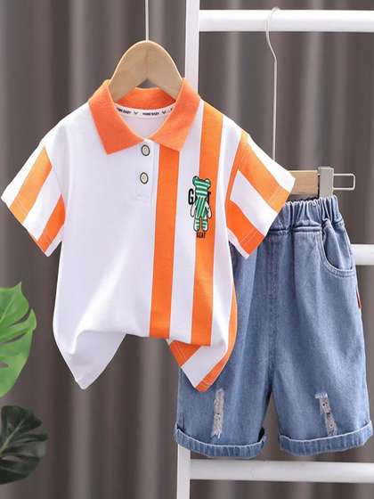 KIDNIP Boys
                    Colourblocked T-shirt with Shorts