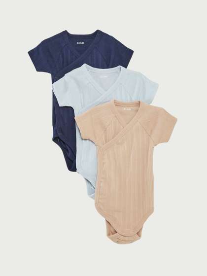 KIABI Infants Pack Of
                      3 Ribbed Pure Cotton Bodysuits