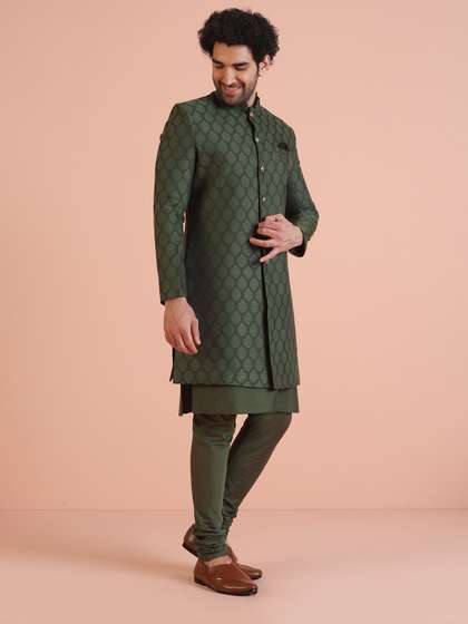 KISAH Men Self-Design
                      Indowestern Sherwani Set