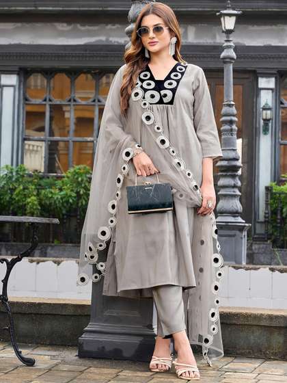 Tikhi Imli Women
                        Self Design A-Line Kurta with Trousers &
                        Dupatta