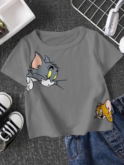 FIONAA TRENDZ Kids Grey
                    Tom & Jerry Printed T-shirt