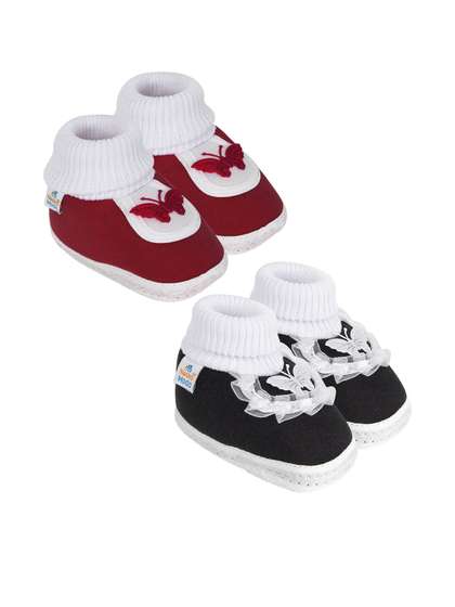 NESKA MODA Kids-Unisex
                    Maroon Cotton Booties