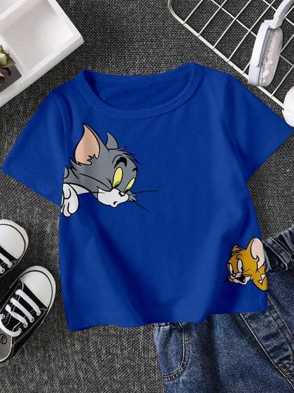 FIONAA TRENDZ Unisex
                    Kids Blue Printed Cotton T-shirt