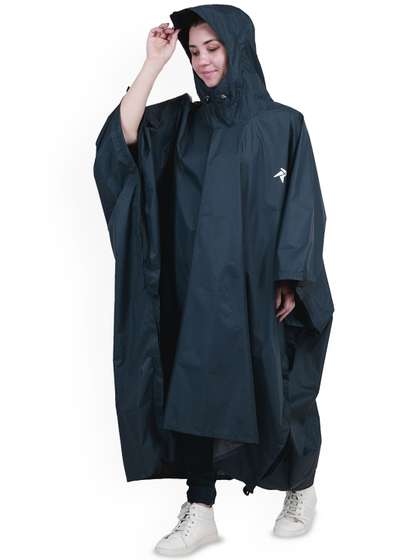 Rocksport Blue
                          Waterproof Polyester Hooded Rain Poncho Unisex
                          for Travel Bike
