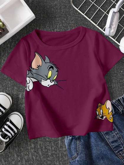 FIONAA TRENDZ Kids Tom
                    & Jerry Print Pure Cotton T-Shirt